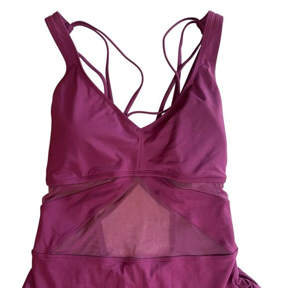 Bleu Rod Beattie V-Neck Mesh Strappy Cross-Back One Piece Purple Swimsuit Sz. 12 - Picture 5 of 12